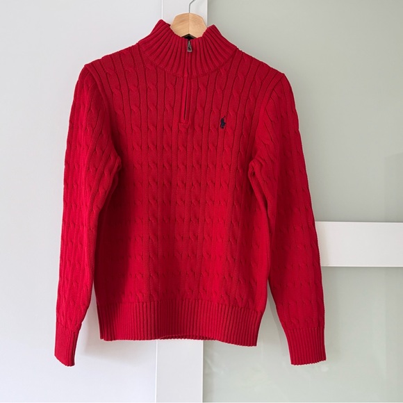 Ralph Lauren Cable-Knit Cotton Quarter-Zip Sweater - Picture 2 of 6
